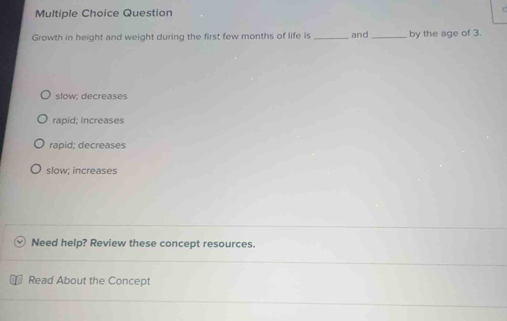 multiple choice question growth in height and weight during the first f…