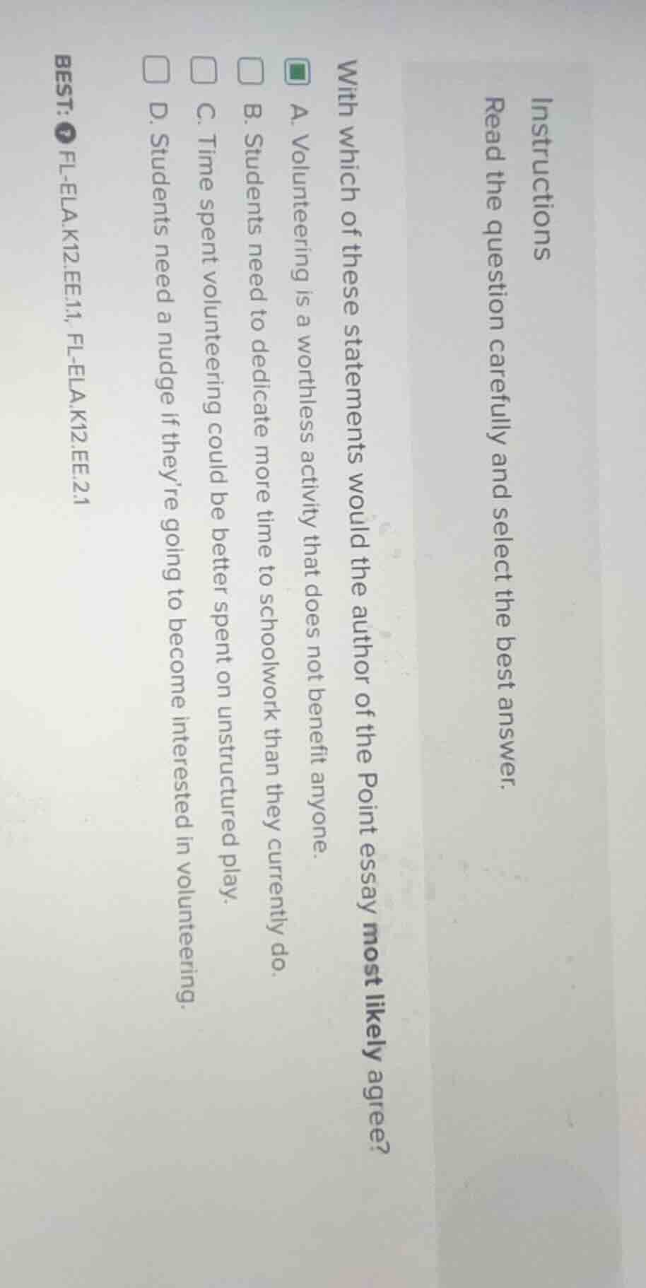 instructions read the question carefully and select the best answer. wi…