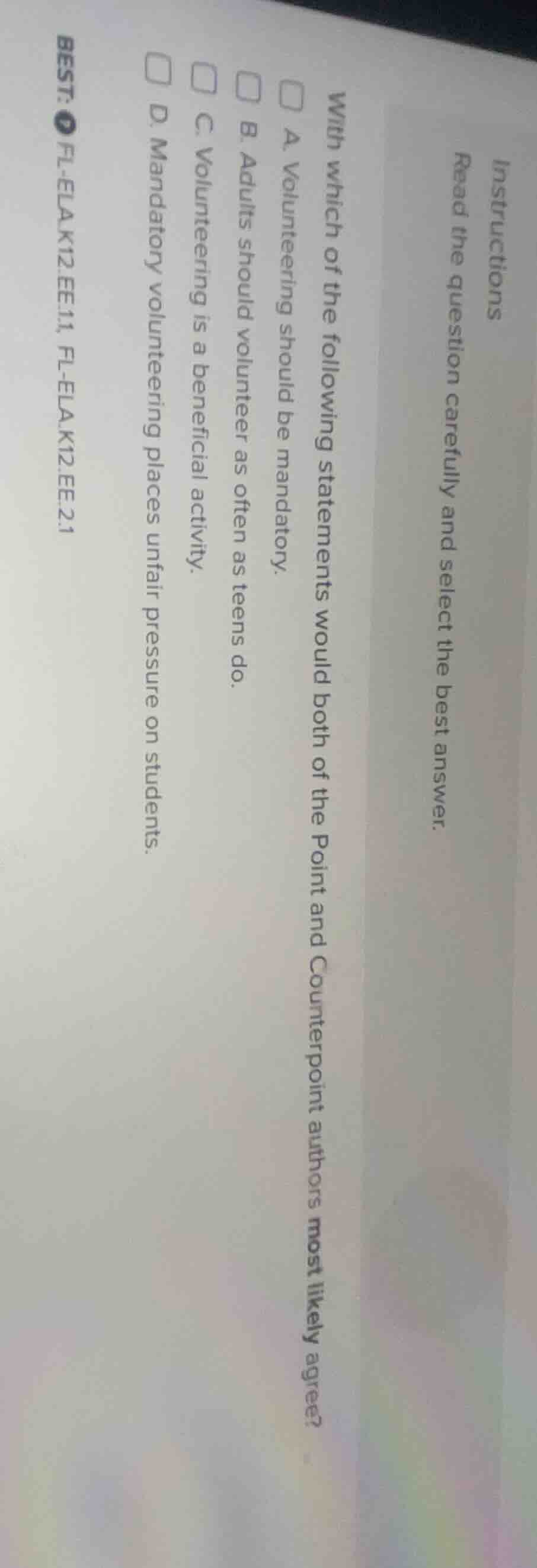 instructions read the question carefully and select the best answer. wi…