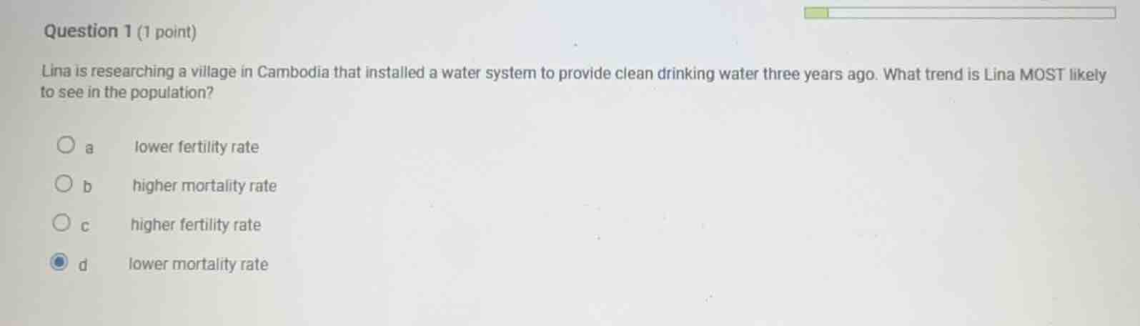 question 1 (1 point) lina is researching a village in cambodia that ins…