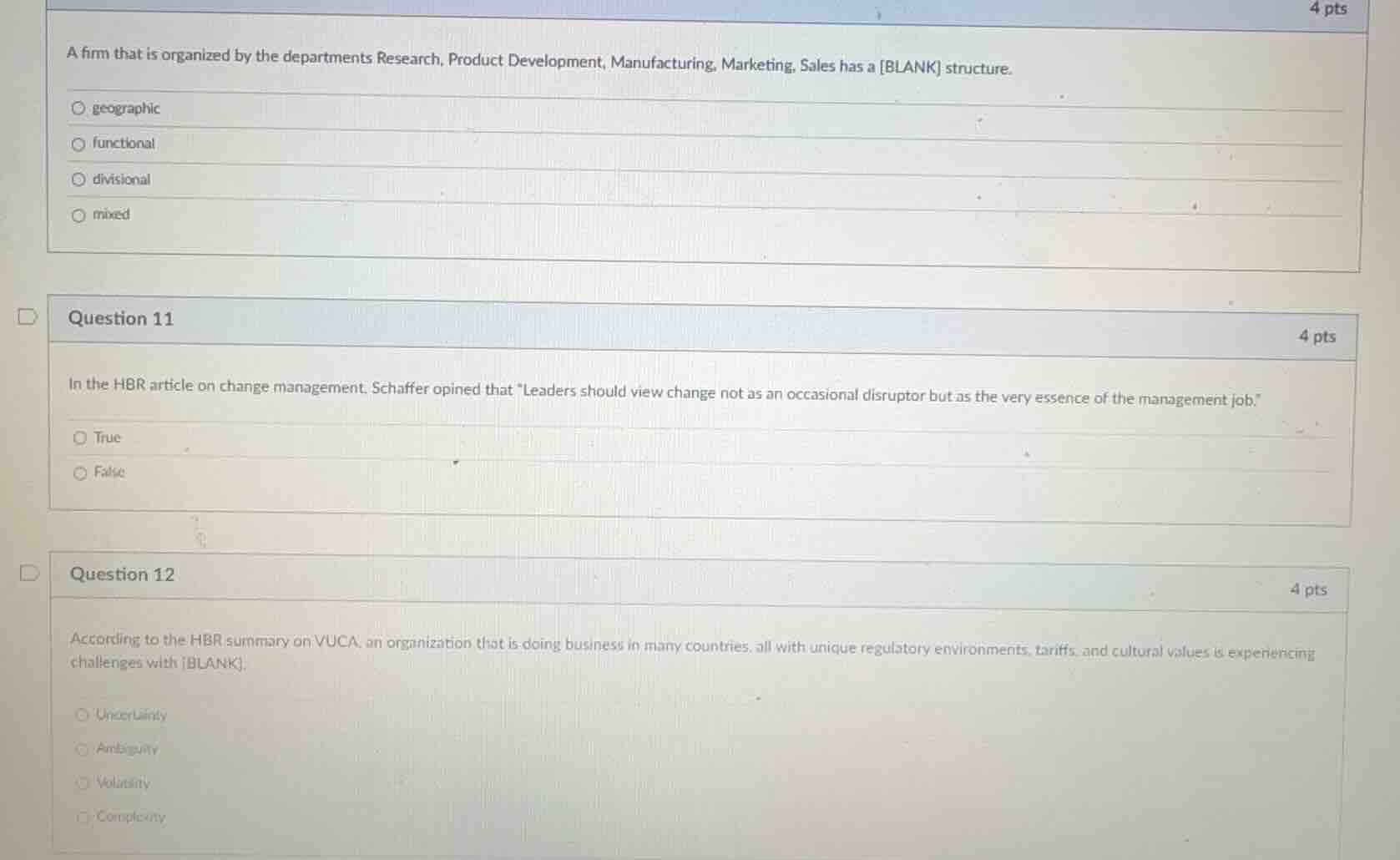 a firm that is organized by the departments research, product developme…