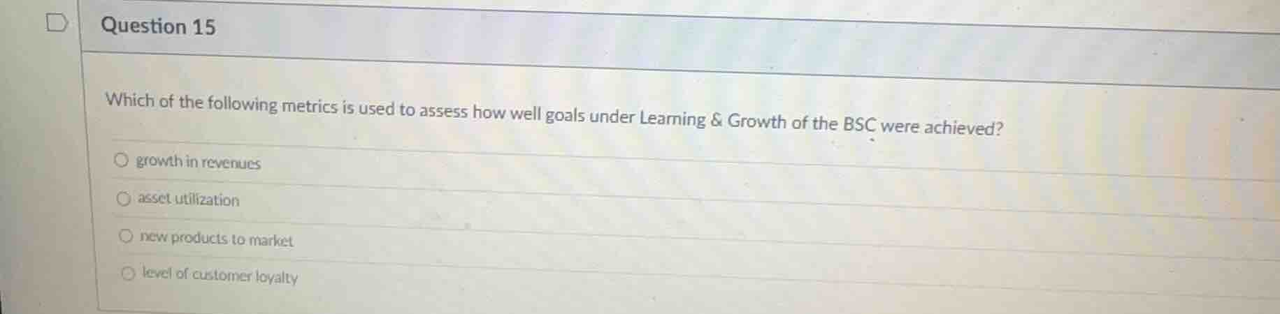question 15 which of the following metrics is used to assess how well g…