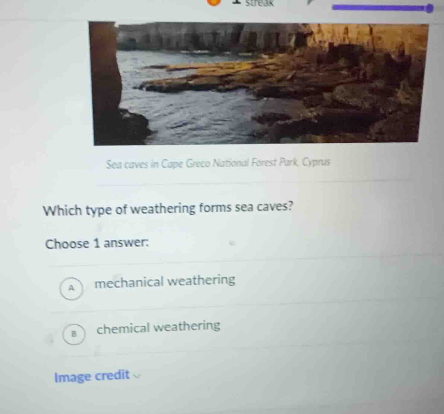 sea caves in cape greco national forest park, cyprus which type of weat…