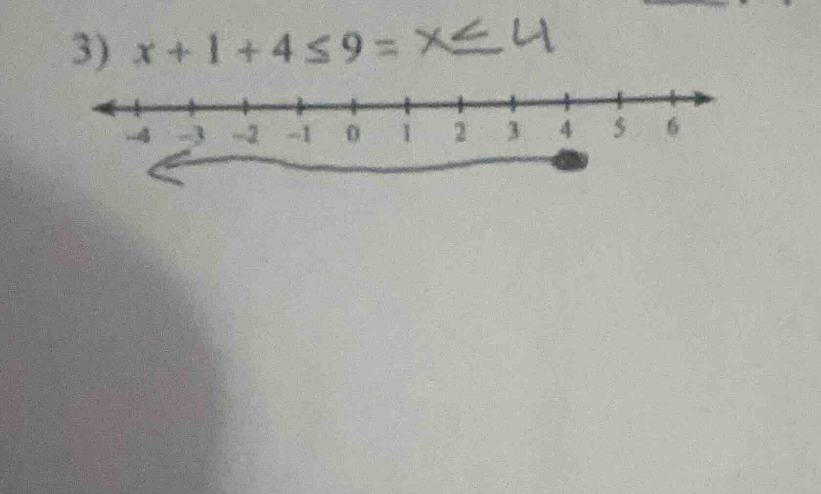 3) $x + 1 + 4 \\leq 9 = x \\leq 4$