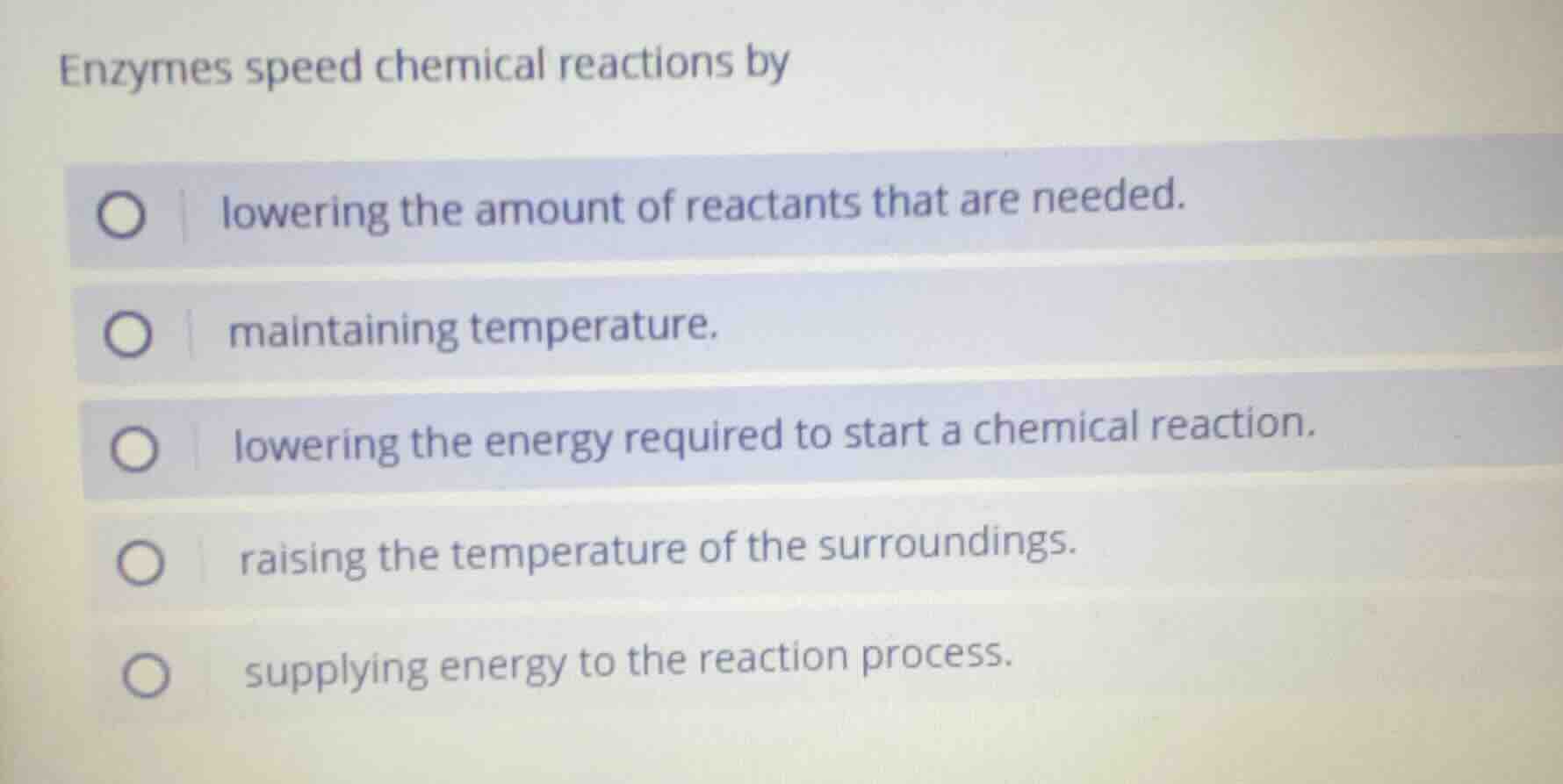 enzymes speed chemical reactions by lowering the amount of reactants th…