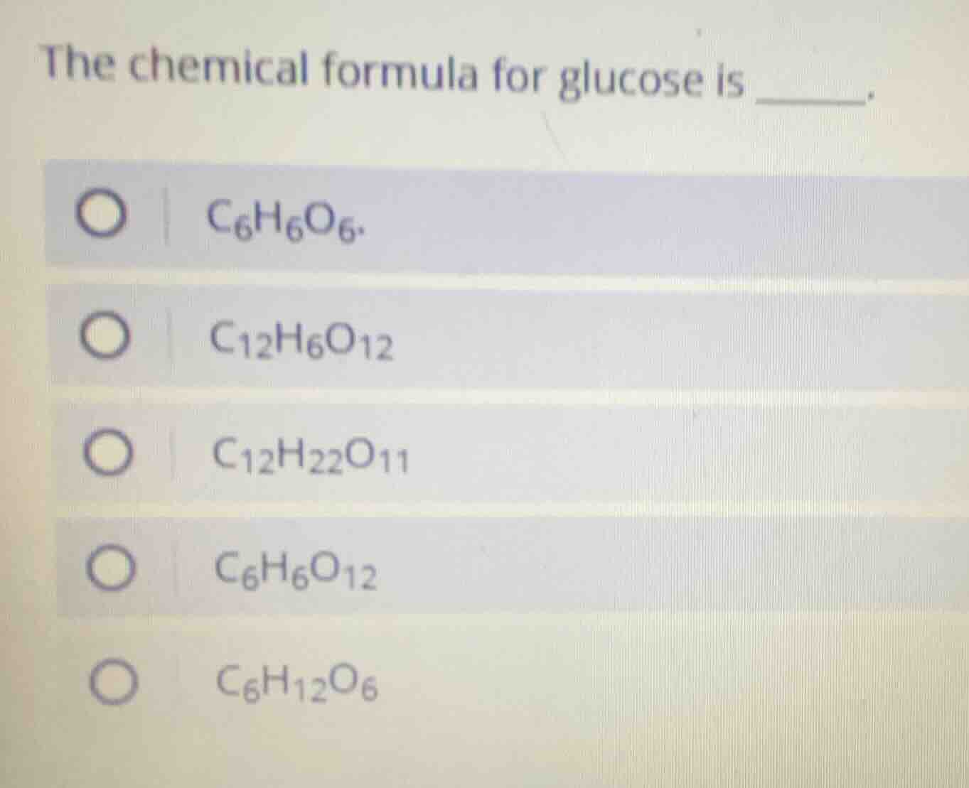 the chemical formula for glucose is ______. \\(\\boldsymbol{\\mathrm{c_…