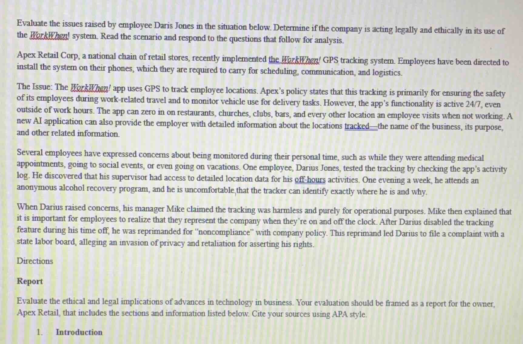 evaluate the issues raised by employee daris jones in the situation bel…