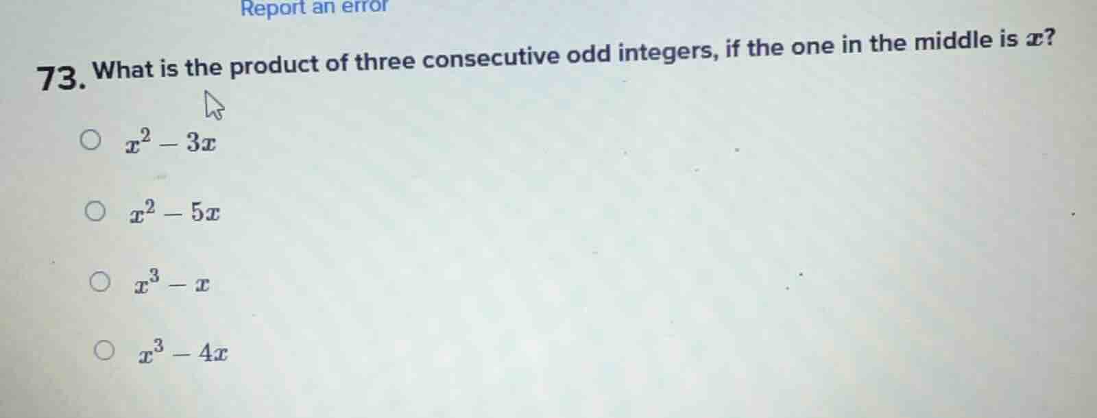 73. what is the product of three consecutive odd integers, if the one i…