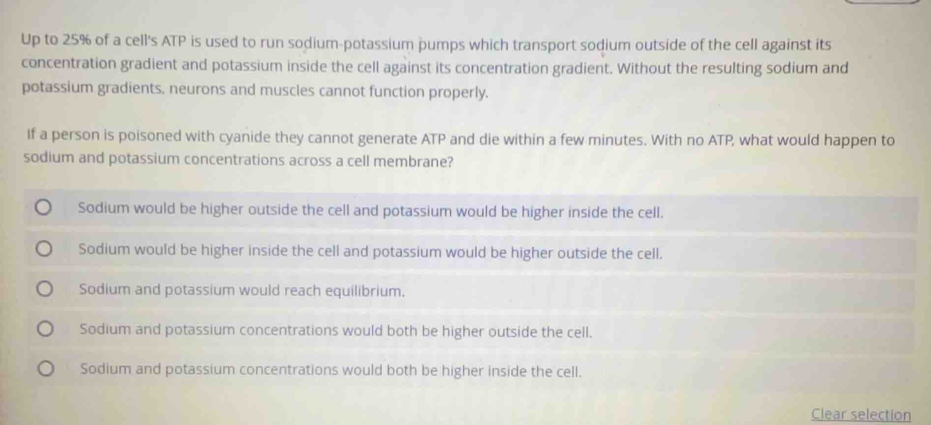 up to 25% of a cells atp is used to run sodium - potassium pumps which …