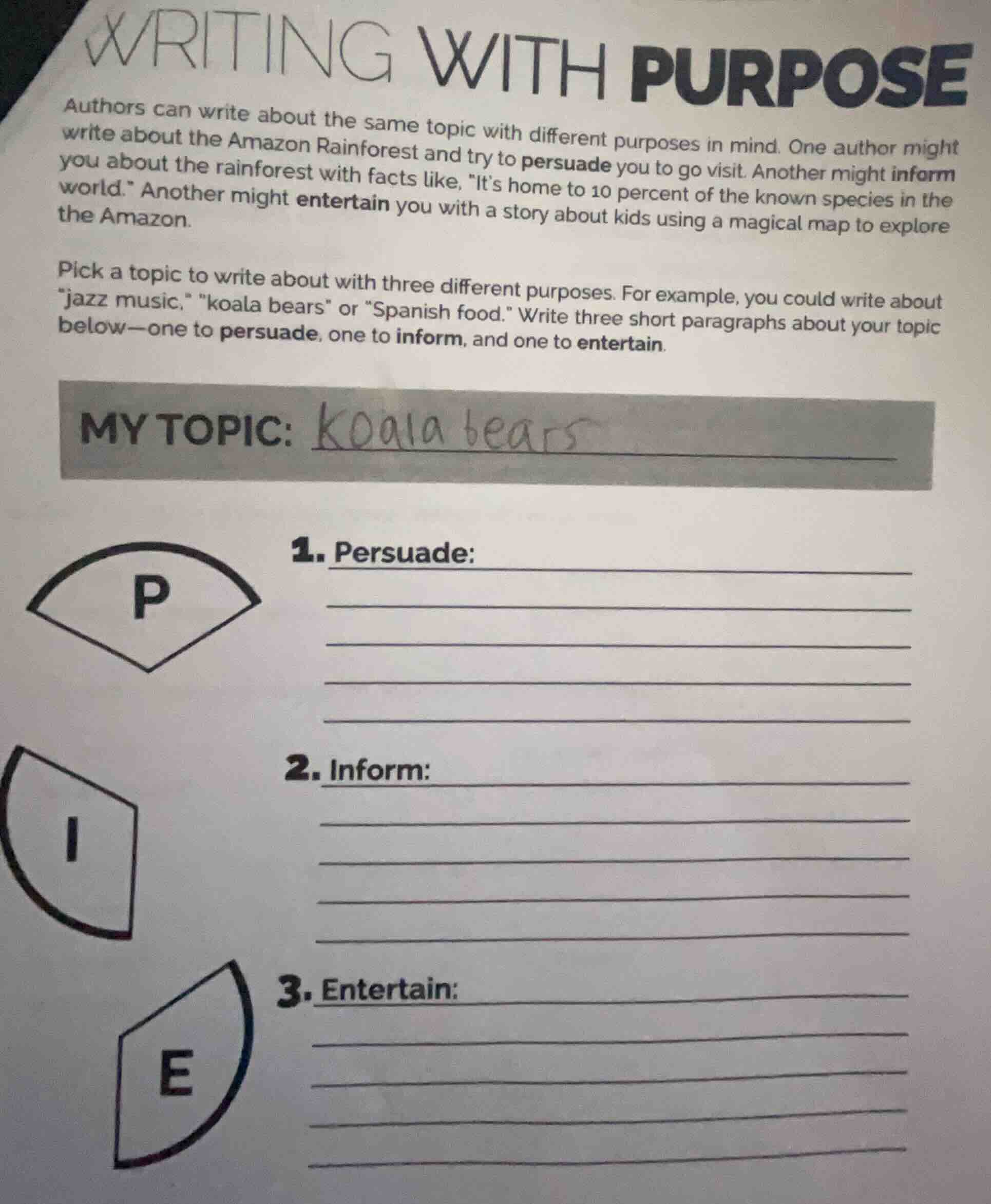 writing with purpose authors can write about the same topic with differ…