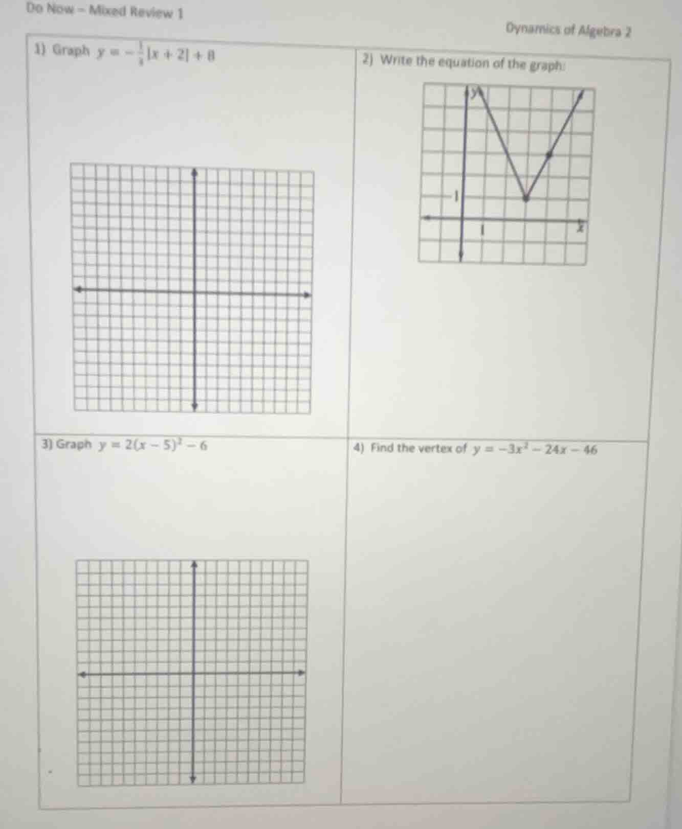 do now - mixed review 1 dynamics of algebra 2 1) graph $y = -\\frac{1}{…