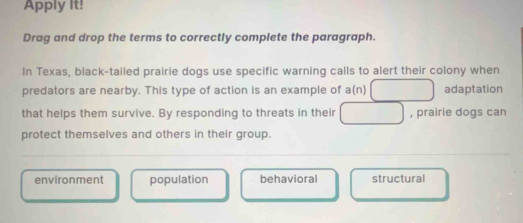 apply it! drag and drop the terms to correctly complete the paragraph. …