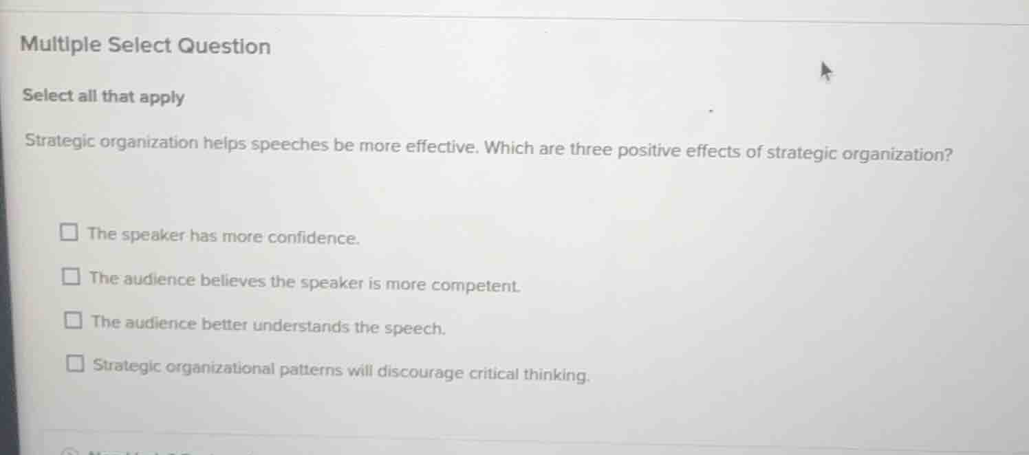 multiple select question select all that apply strategic organization h…