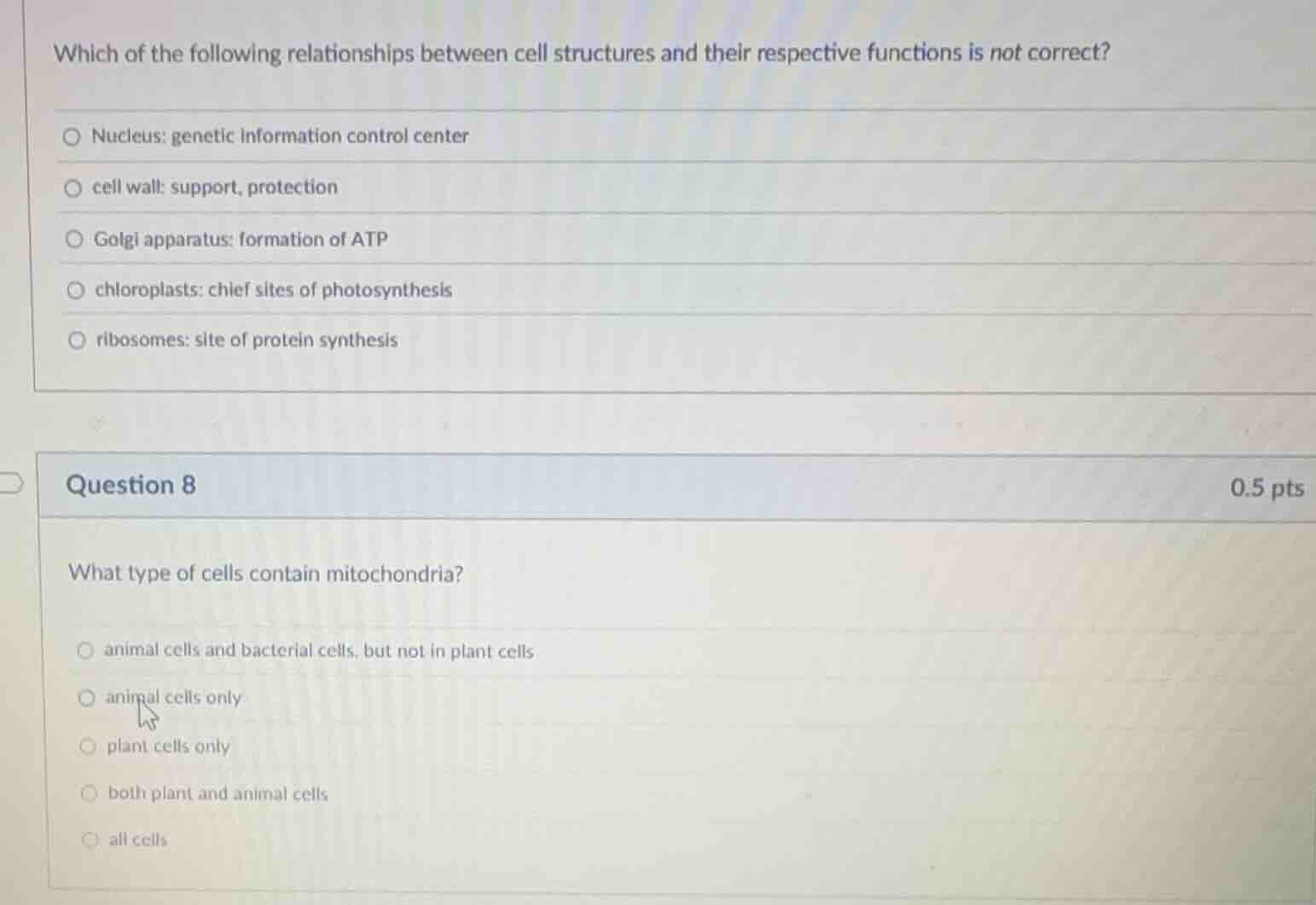 which of the following relationships between cell structures and their …