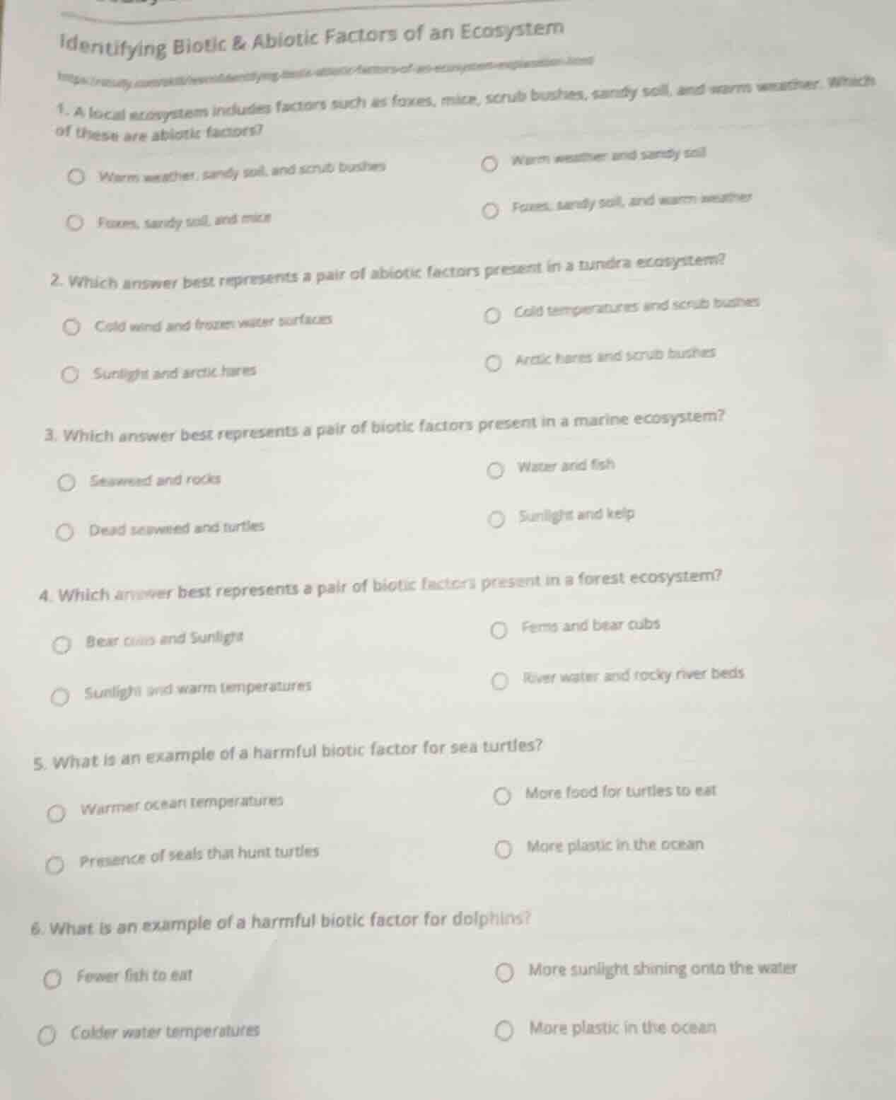 identifying biotic & abiotic factors of an ecosystem 1. a local ecosyst…