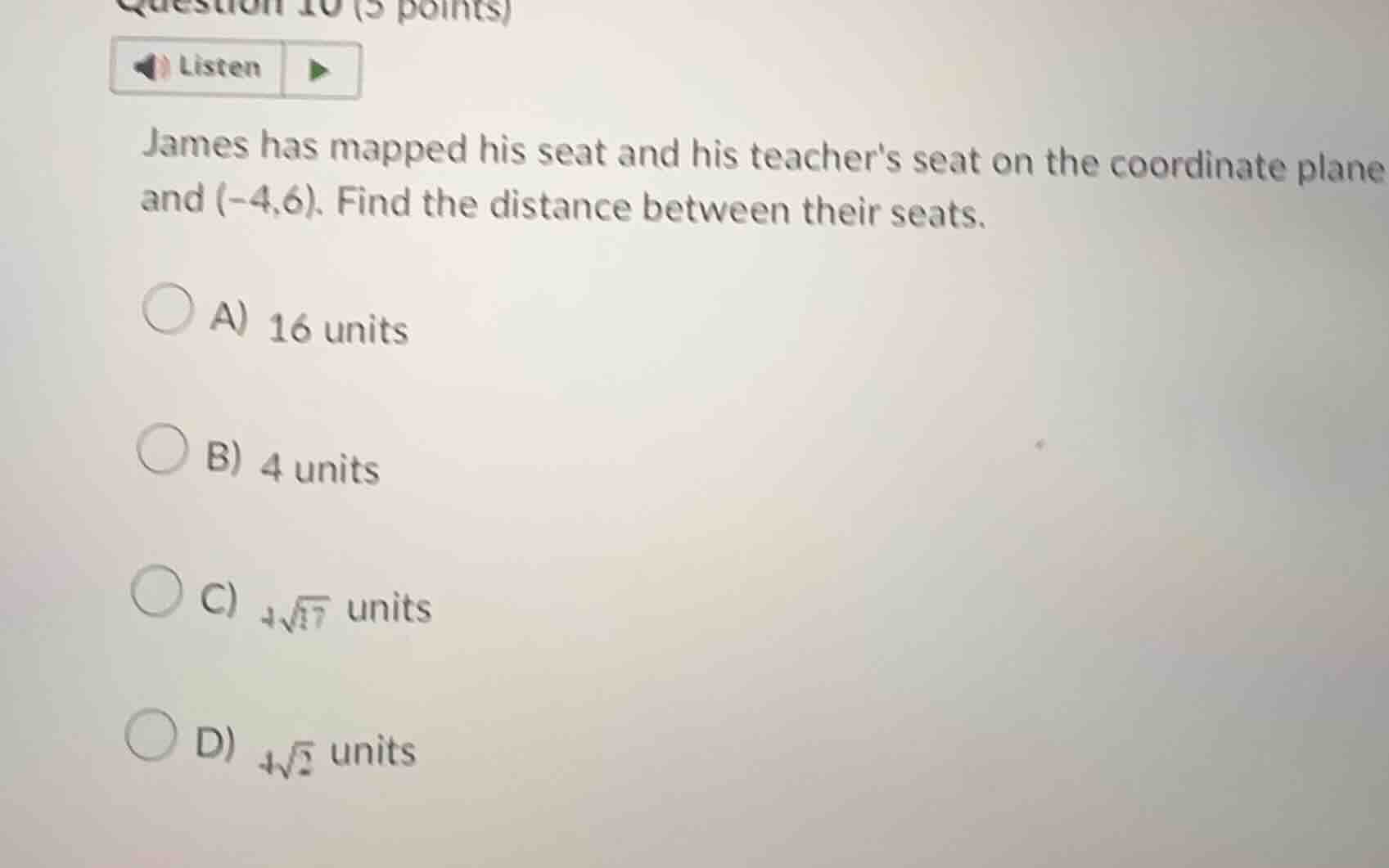 james has mapped his seat and his teachers seat on the coordinate plane…