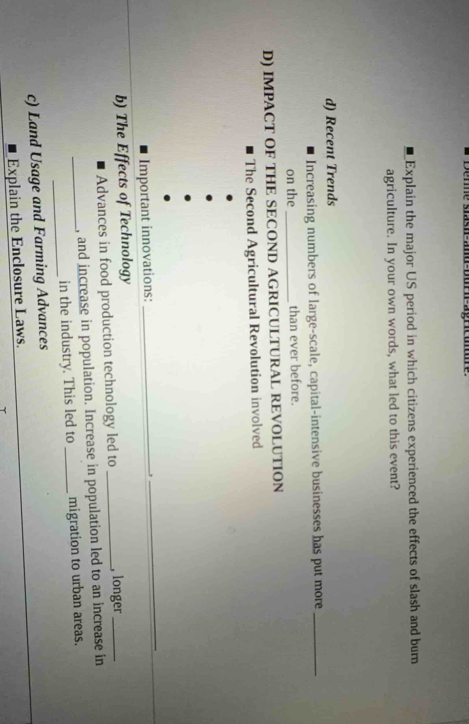 d) impact of the second agricultural revolution - the second agricultur…