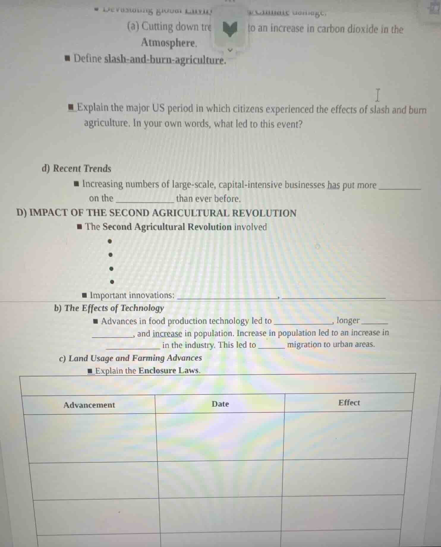 (a) cutting down tre to an increase in carbon dioxide in the atmosphere…
