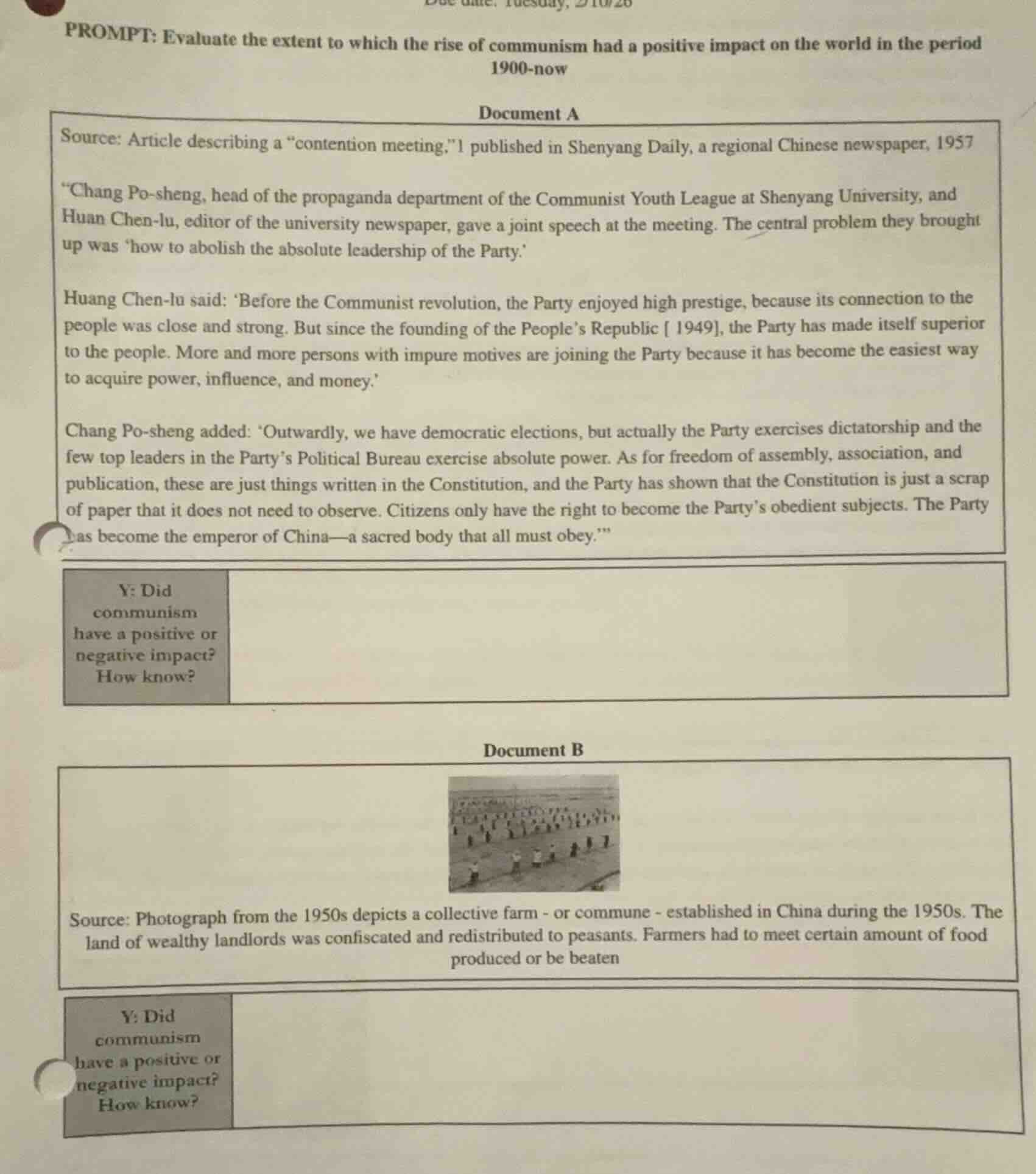 prompt: evaluate the extent to which the rise of communism had a positi…