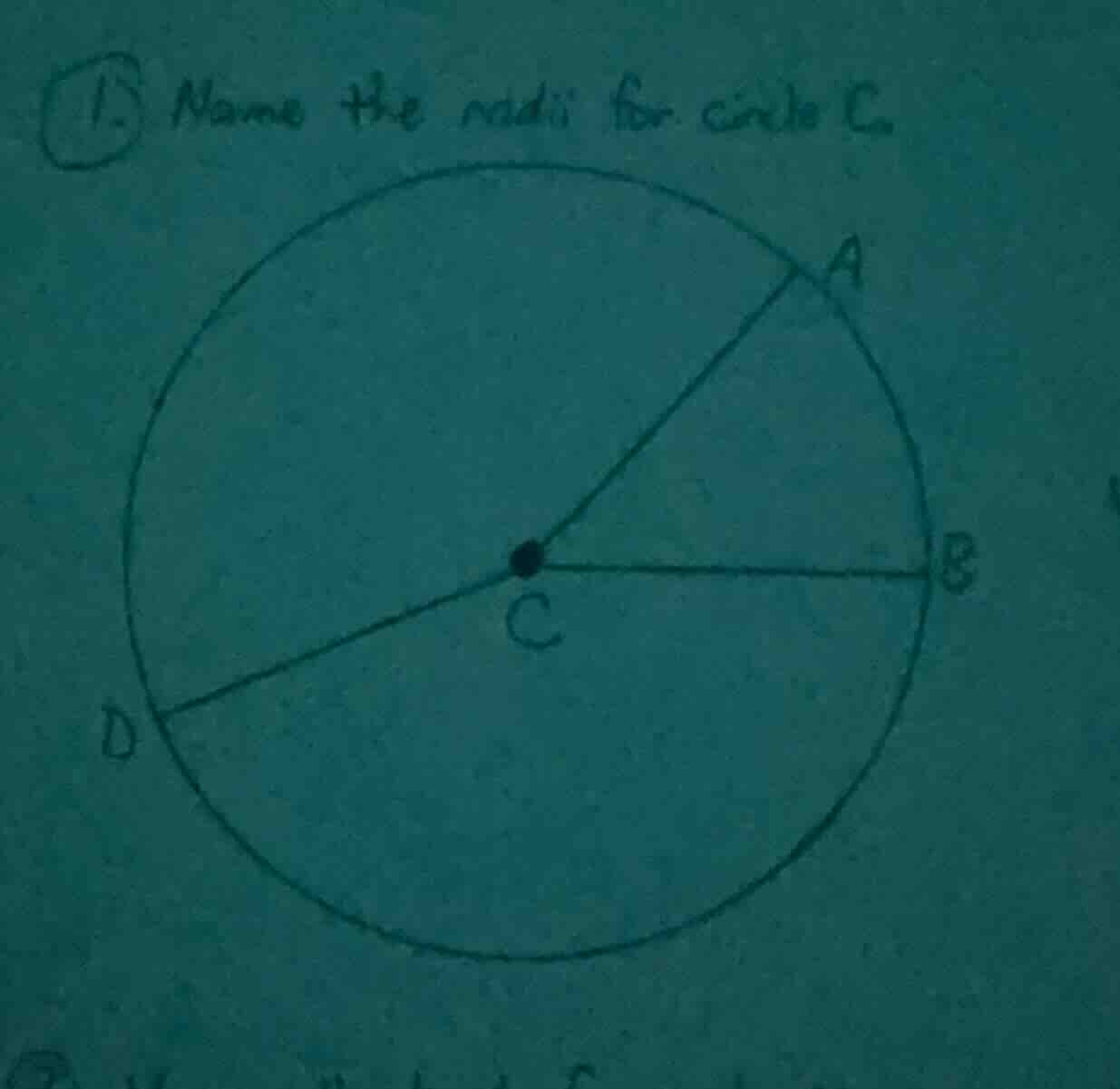 1. name the radii for circle c.