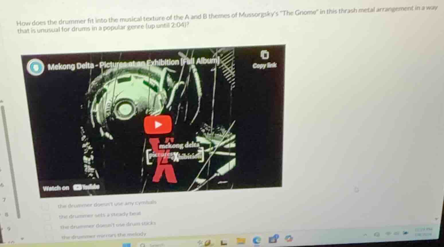 how does the drummer fit into the musical texture of the a and b themes…