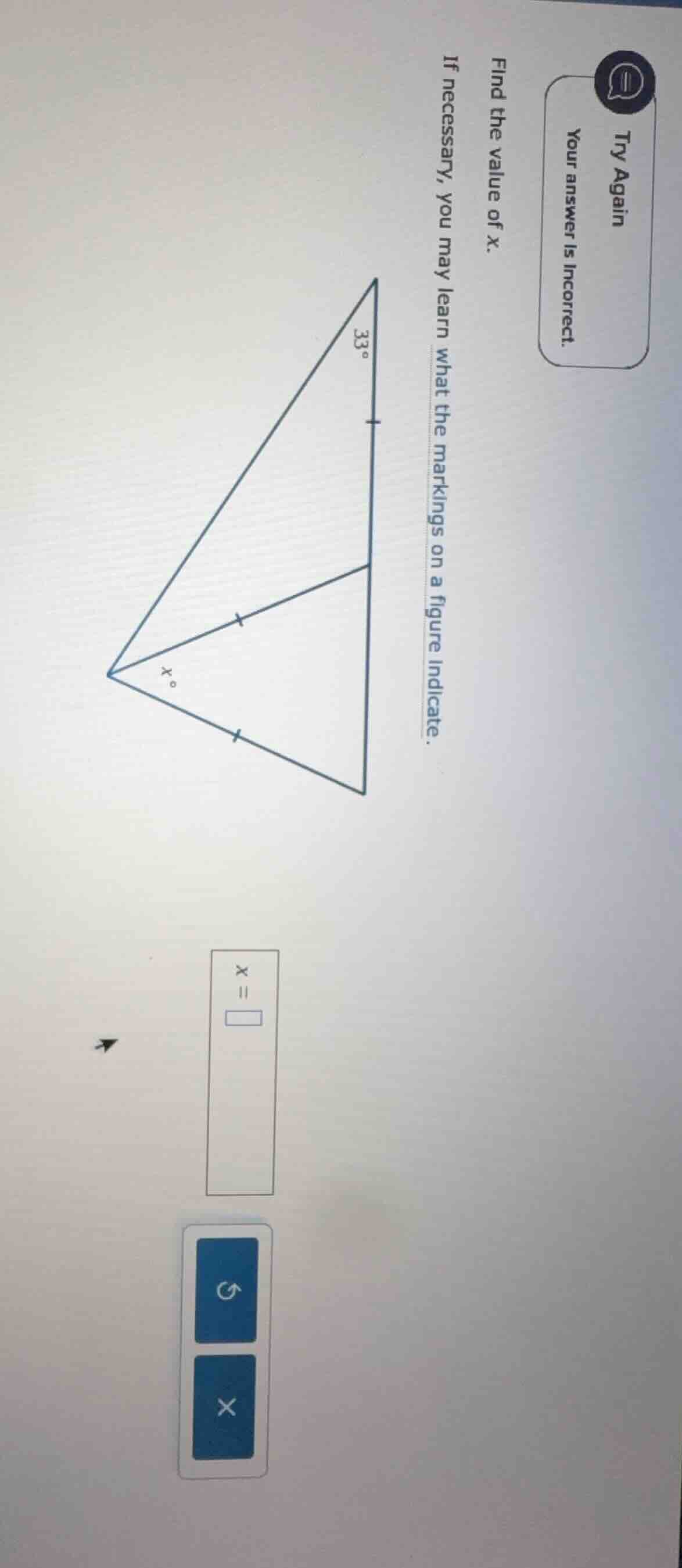 find the value of x. if necessary, you may learn what the markings on a…