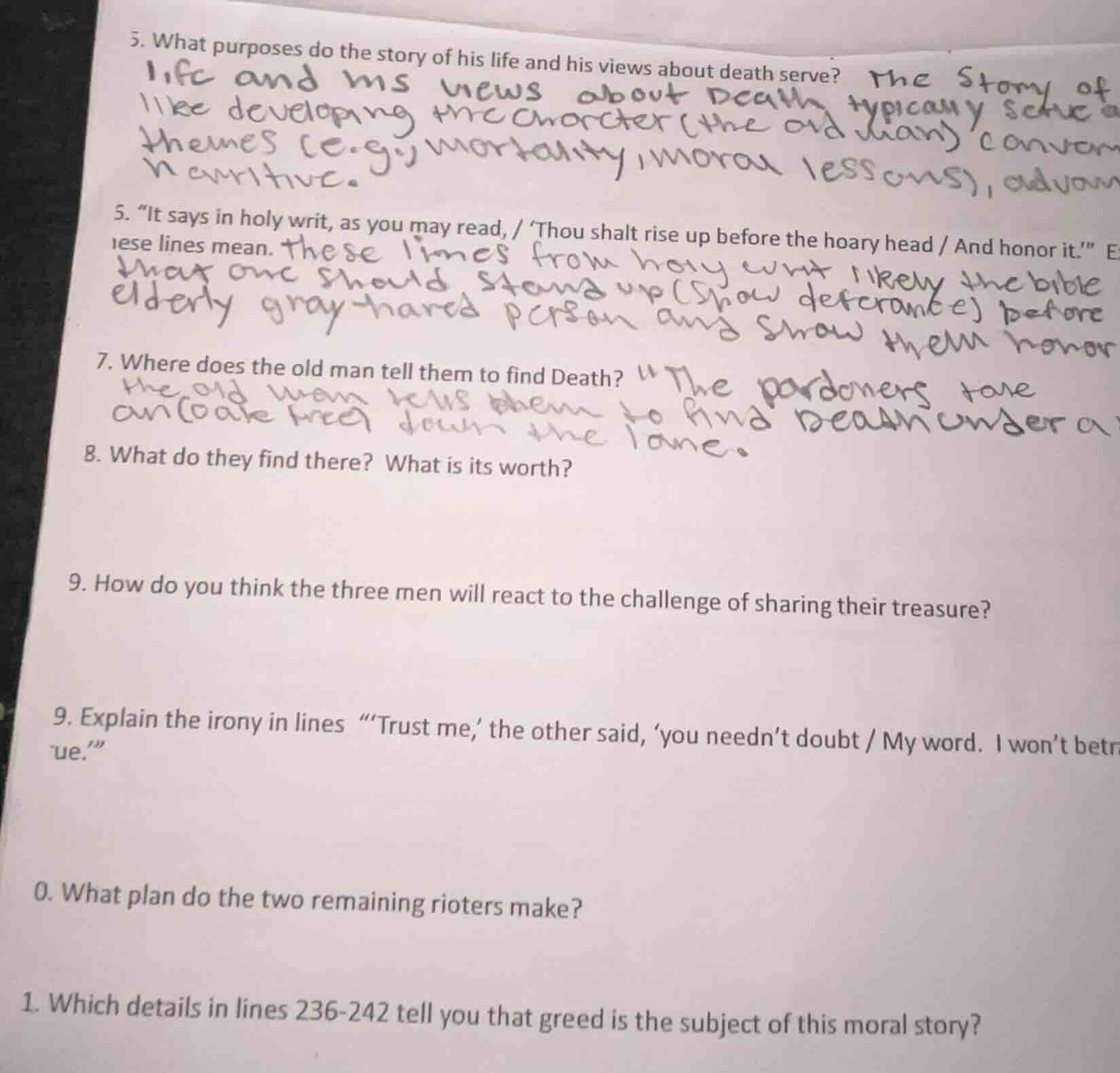 5. what purposes do the story of his life and his views about death ser…