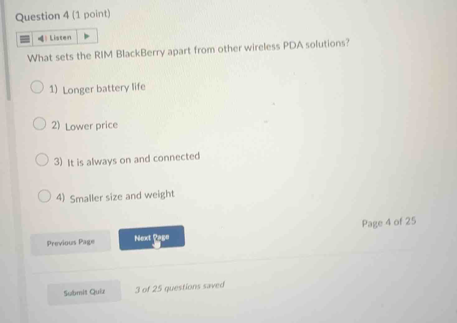 question 4 (1 point) listen what sets the rim blackberry apart from oth…