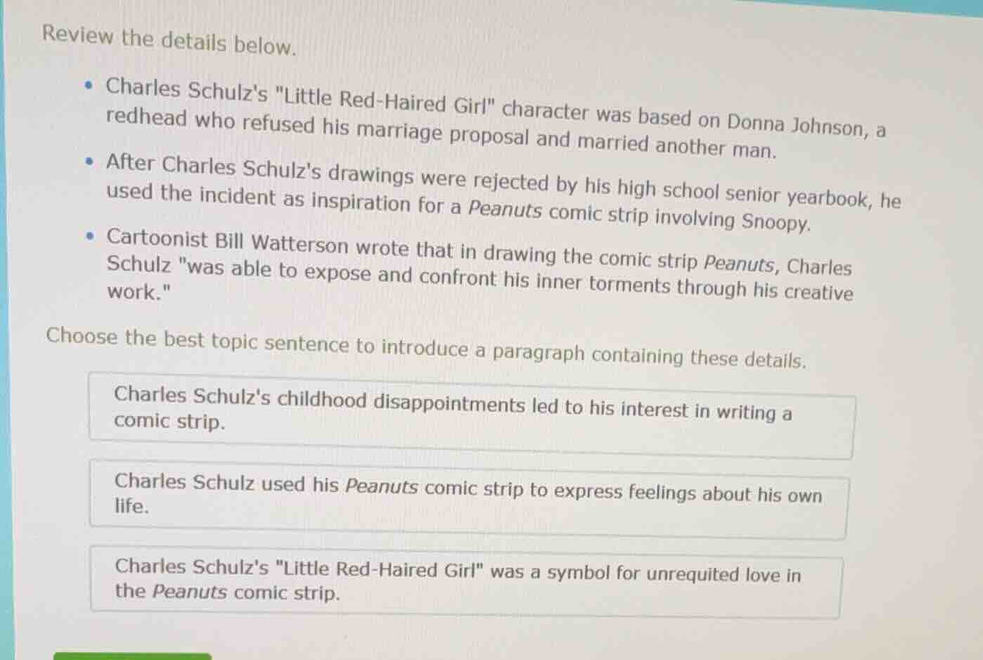 review the details below. - charles schulzs \little red - haired girl\ …