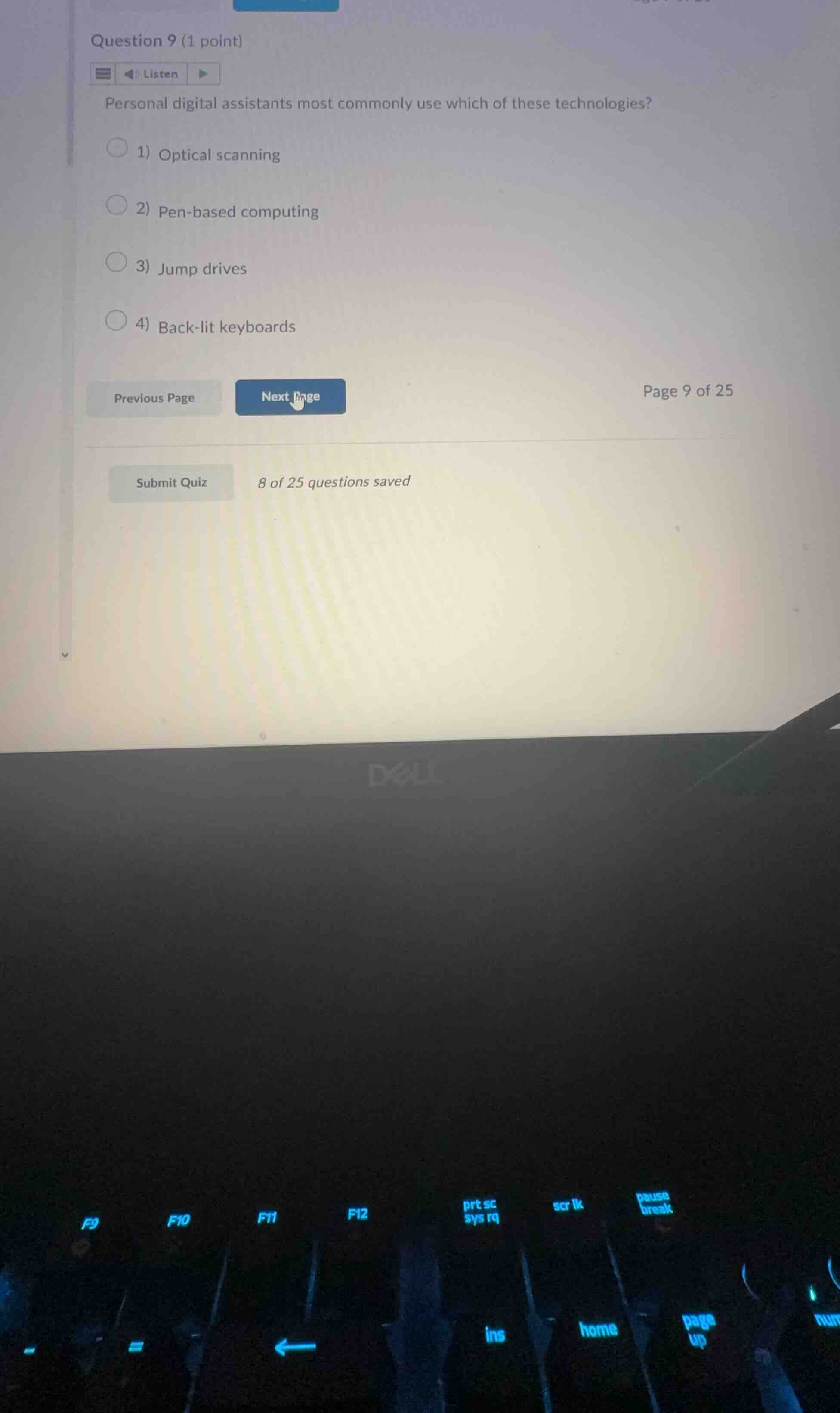 question 9 (1 point) personal digital assistants most commonly use whic…