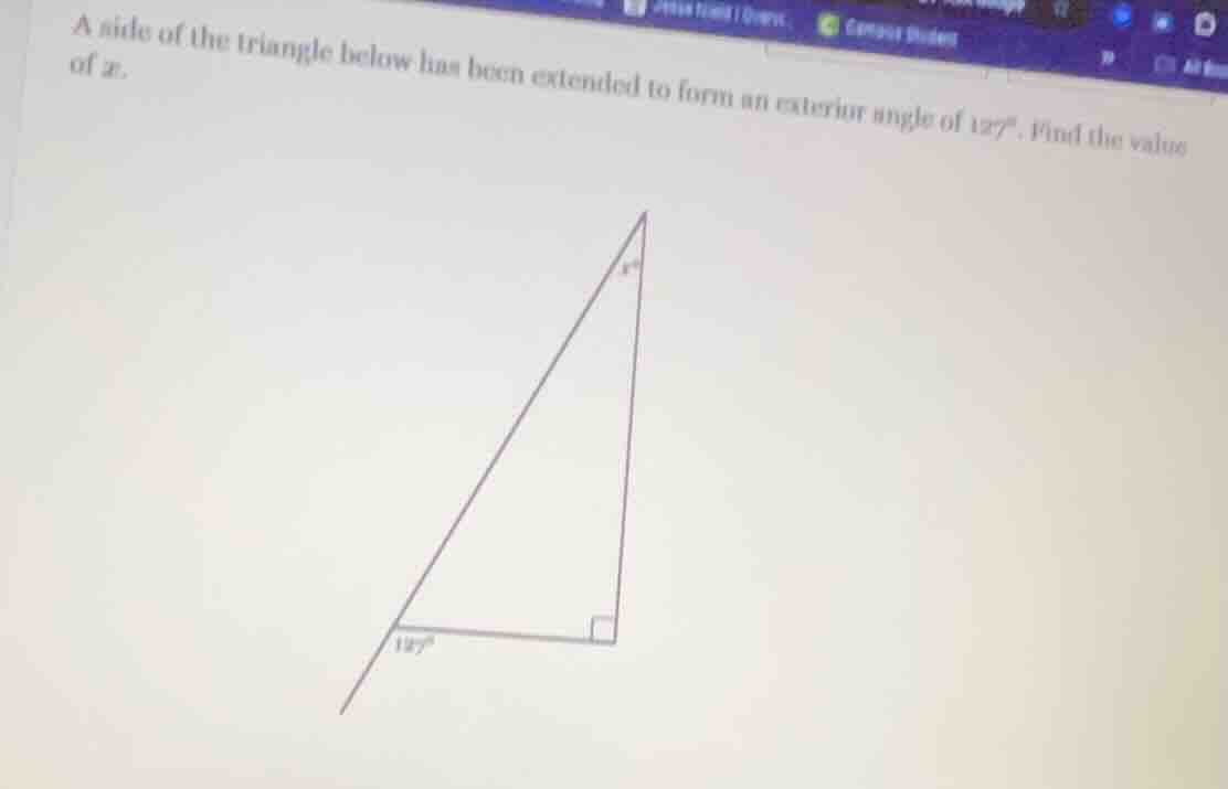 a side of the triangle below has been extended to form an exterior angl…