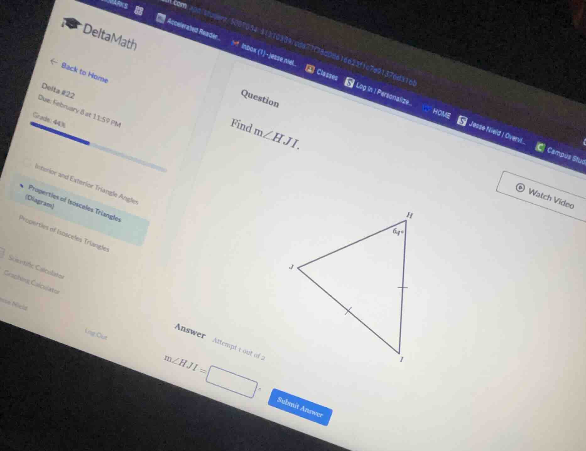 question find ( mangle hji ). answer attempt 1 out of 2 ( mangle hji = …