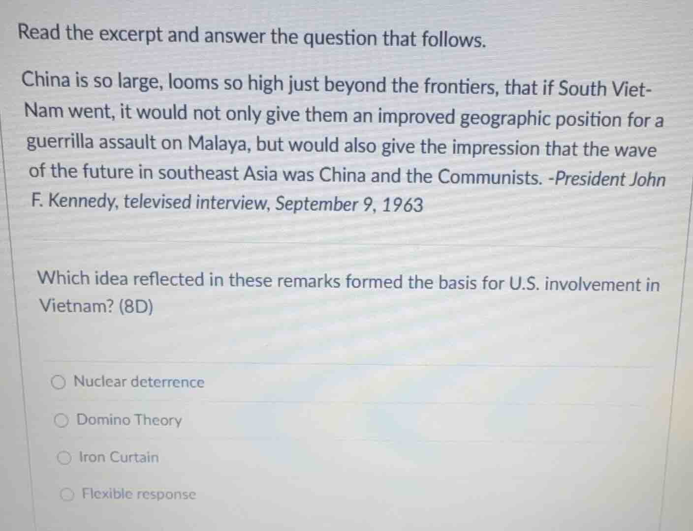 read the excerpt and answer the question that follows. china is so larg…