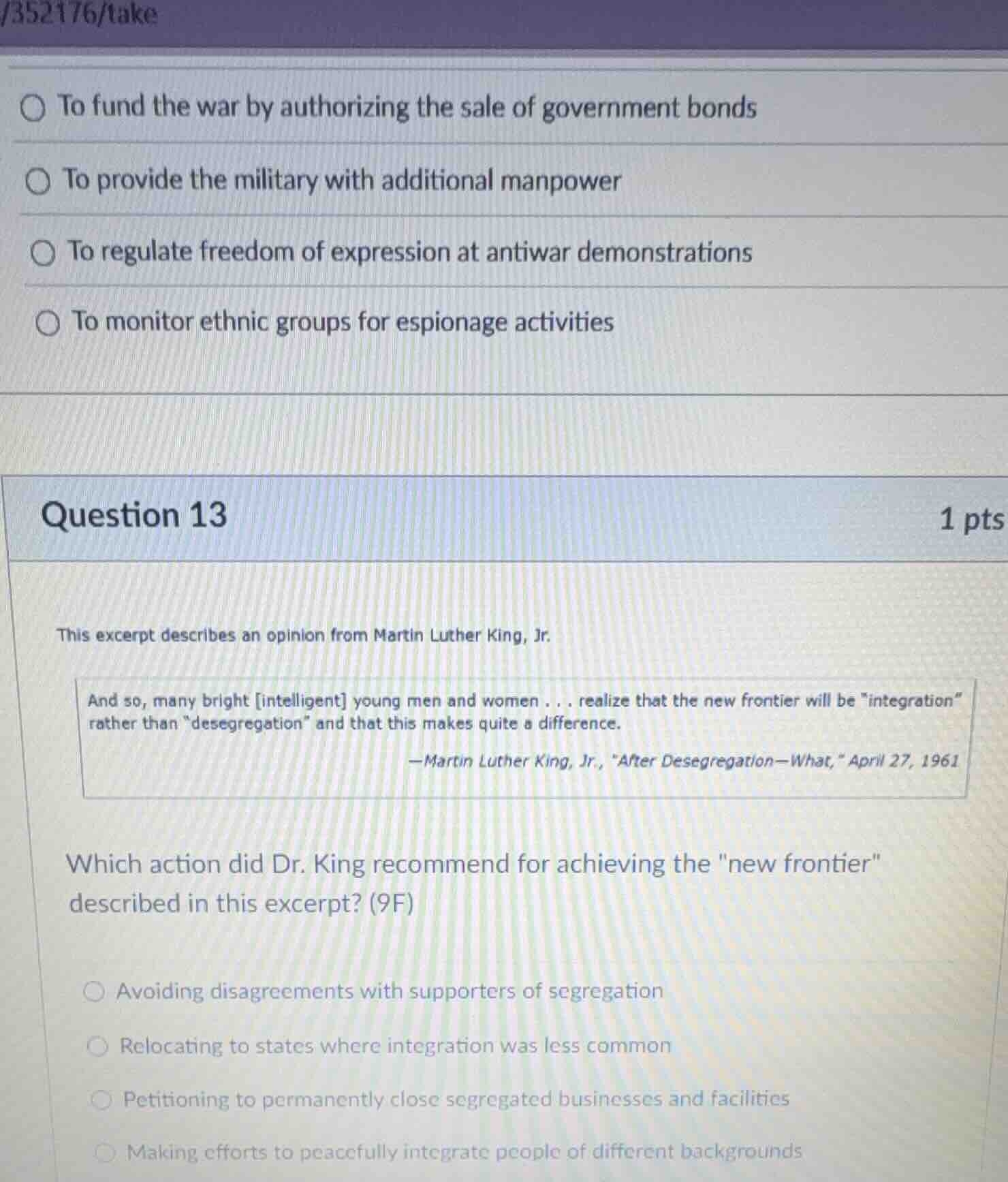 question 13 1 pts this excerpt describes an opinion from martin luther …