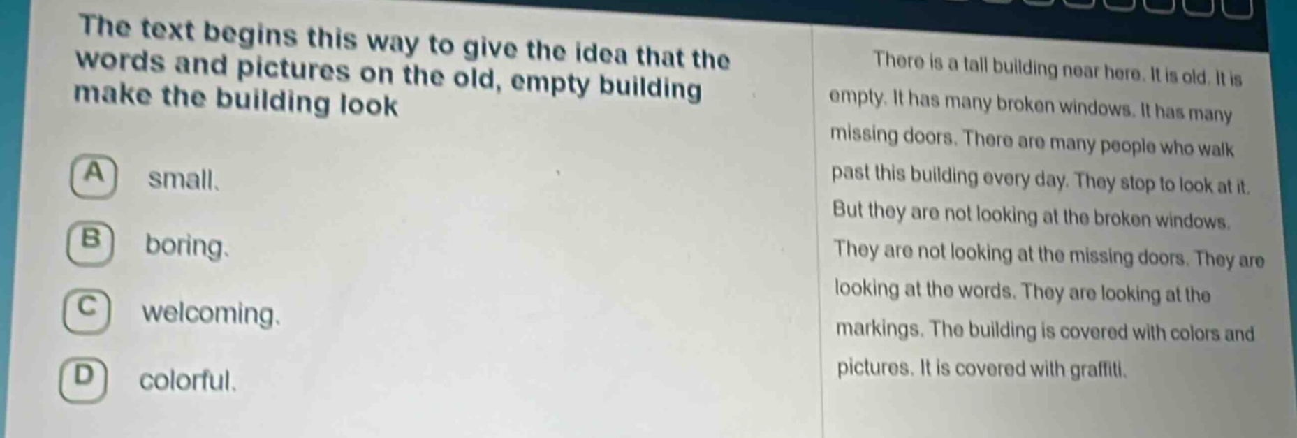 the text begins this way to give the idea that the words and pictures o…