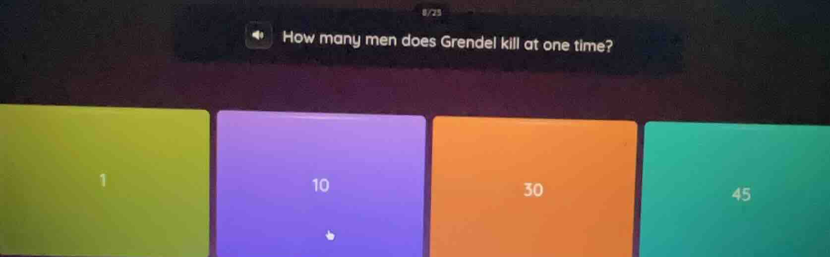 how many men does grendel kill at one time? 1 10 30 45