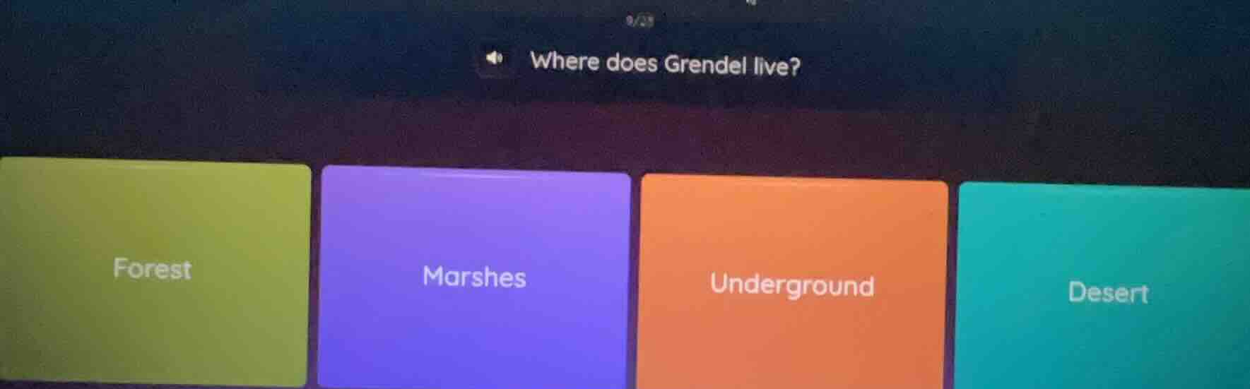 where does grendel live? forest marshes underground desert