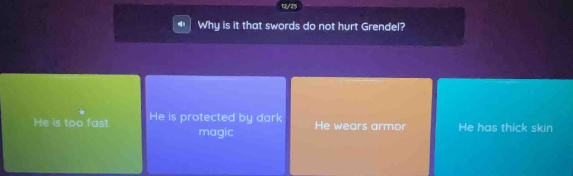 why is it that swords do not hurt grendel? he is too fast; he is protec…