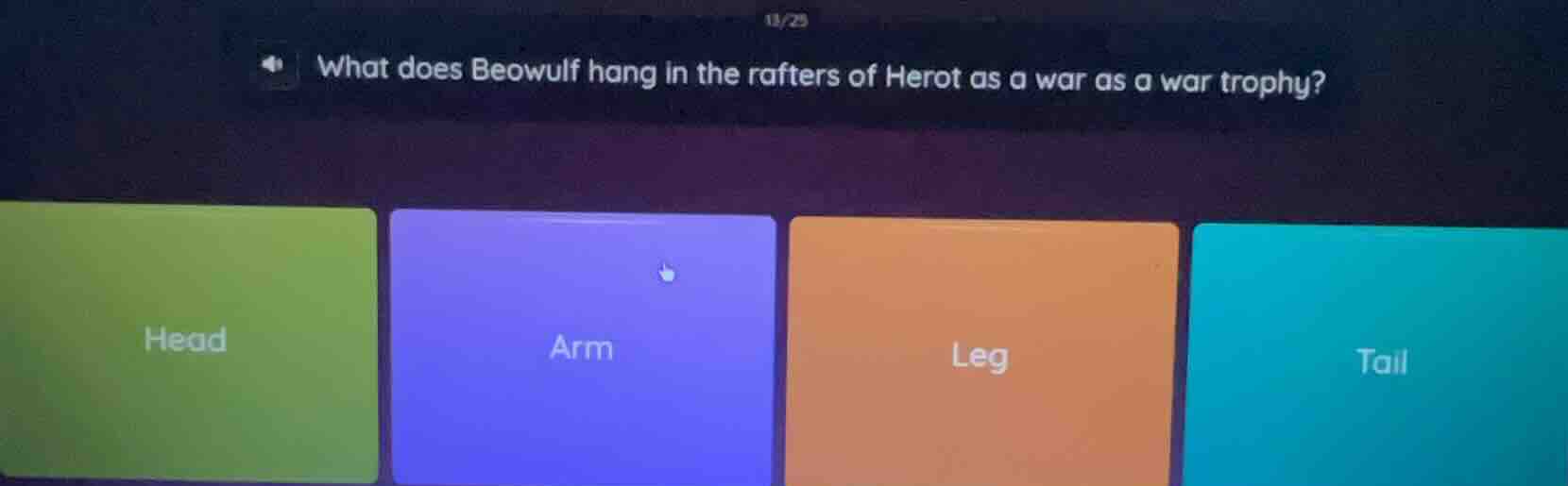 what does beowulf hang in the rafters of herot as a war as a war trophy…