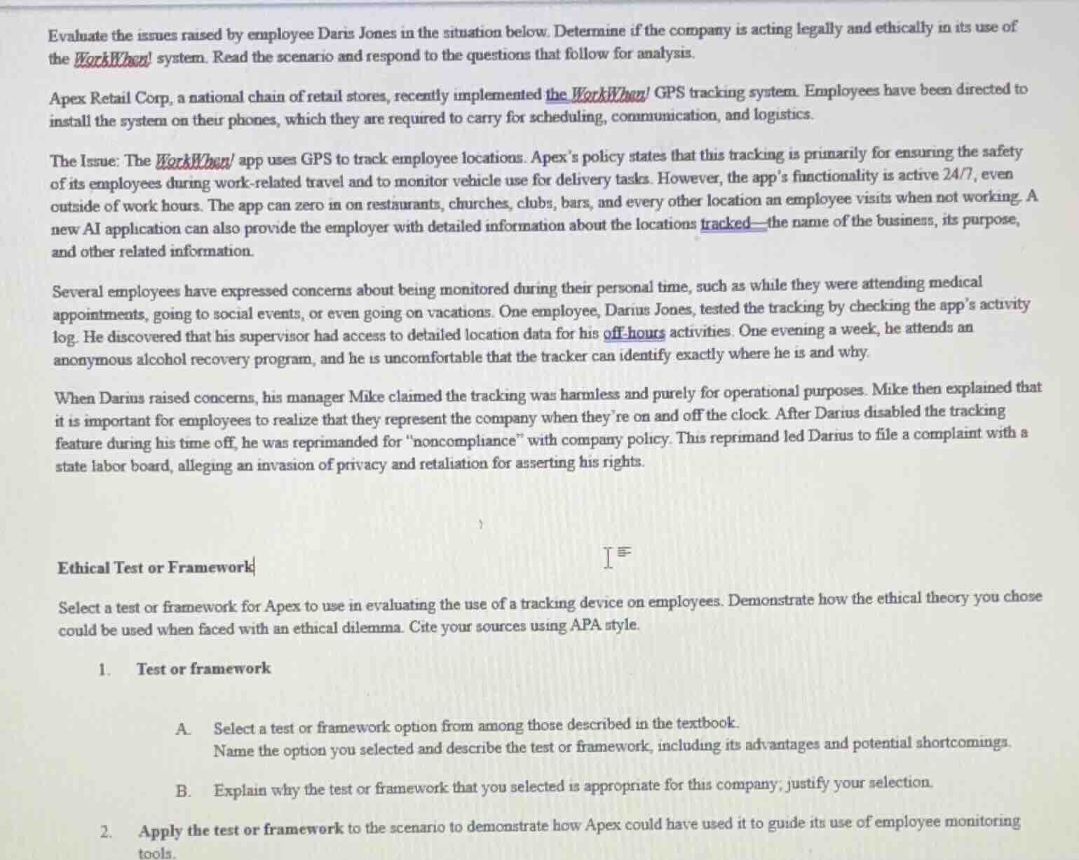 evaluate the issues raised by employee darius jones in the situation be…