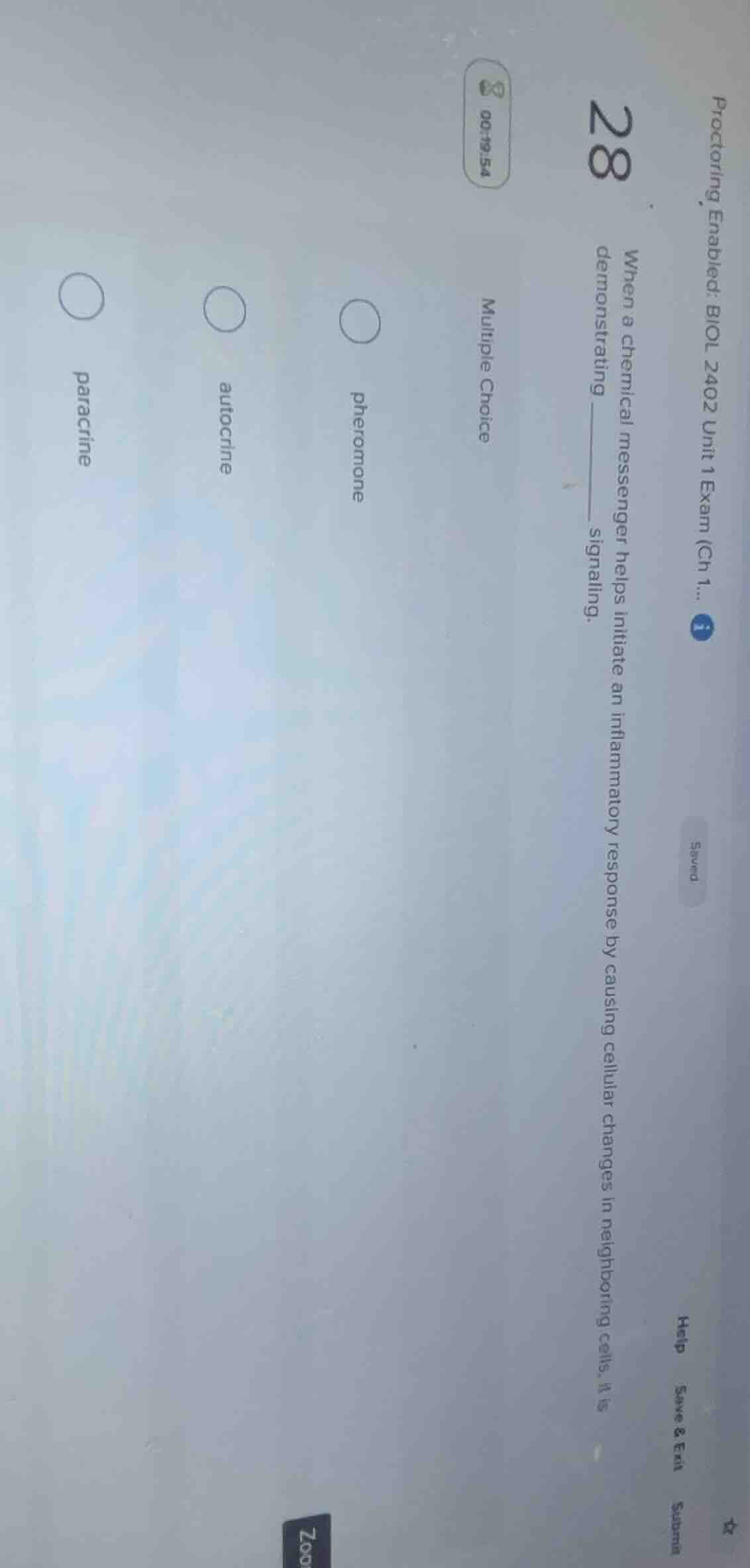 28 when a chemical messenger helps initiate an inflammatory response by…