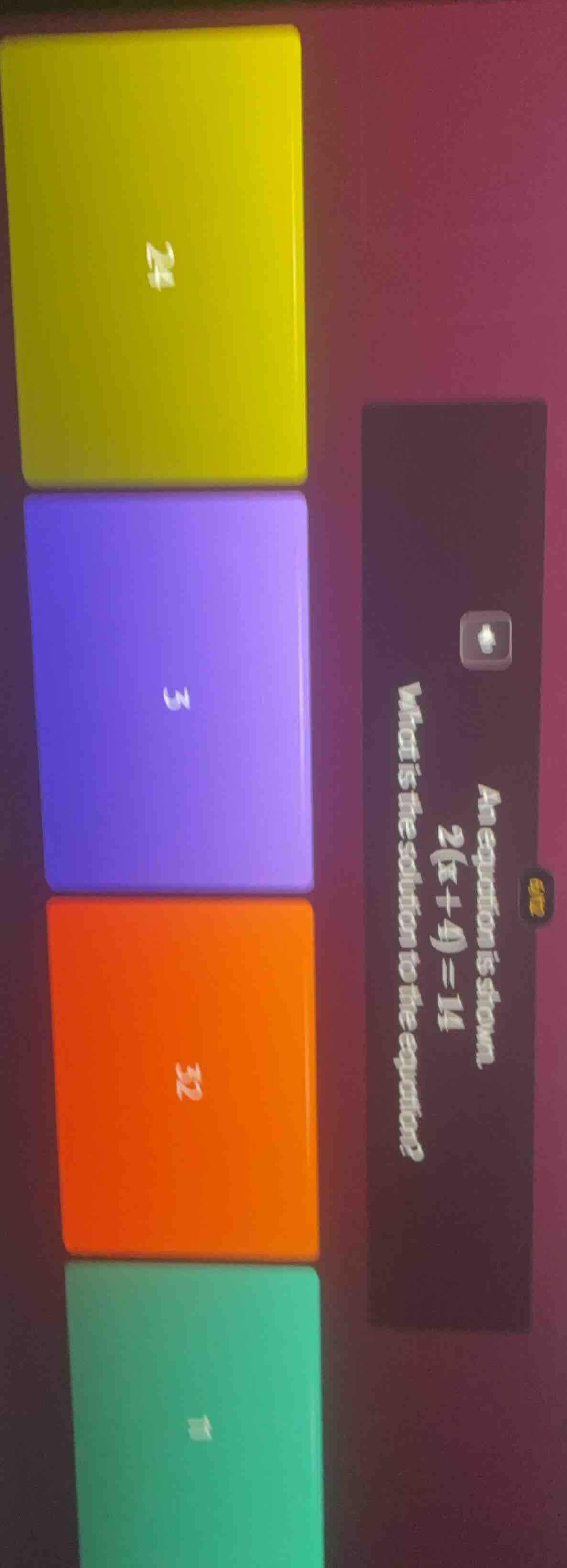an equation is shown 2(x + 4) = 14 what is the solution to the equation?