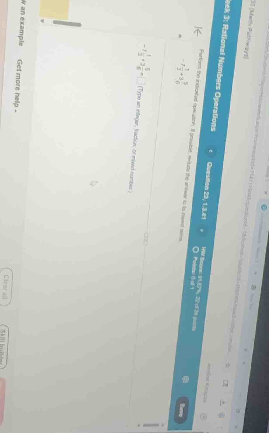 week 3: rational numbers operations question 23, 1.3.41 perform the ind…