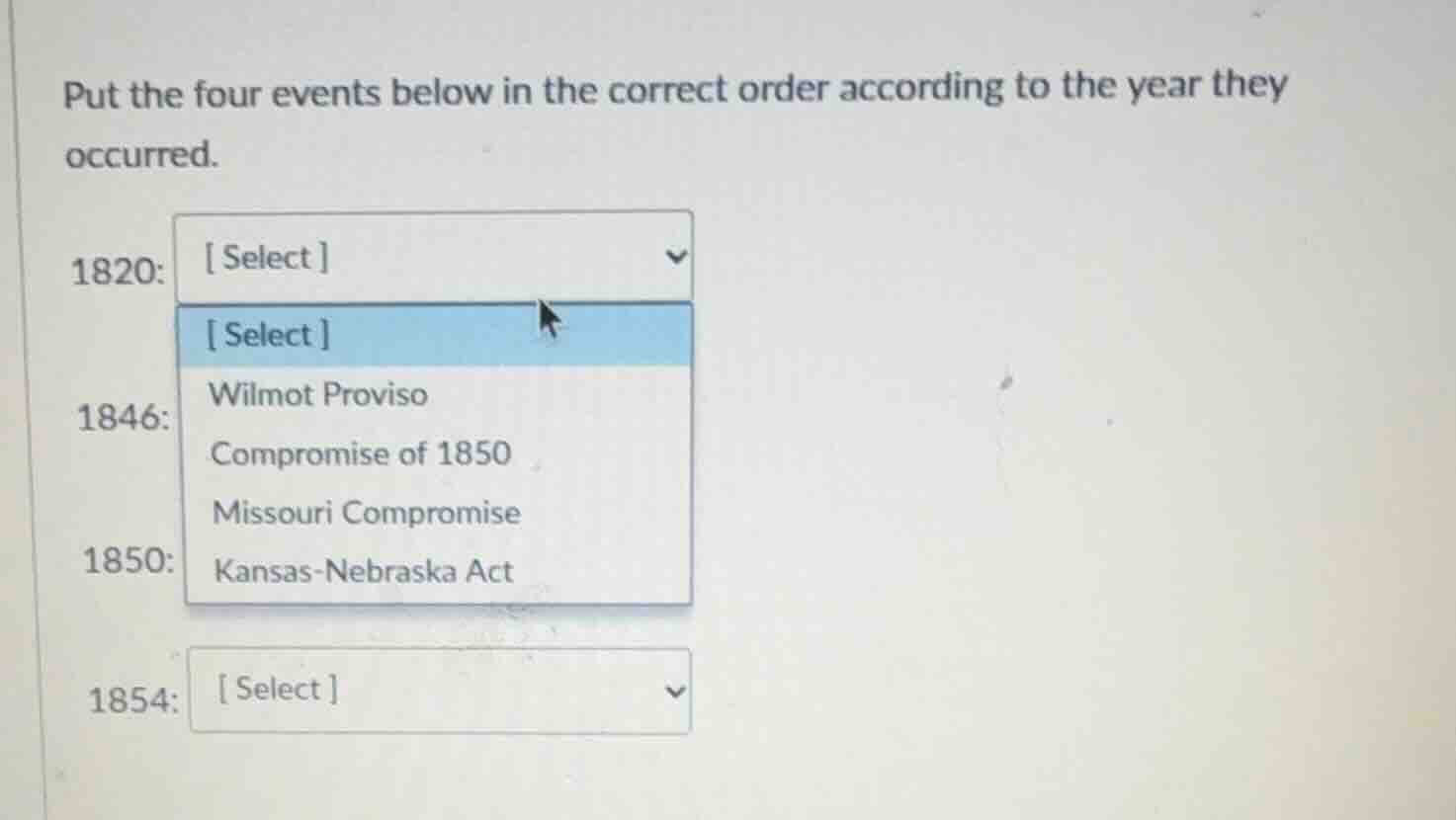 put the four events below in the correct order according to the year th…