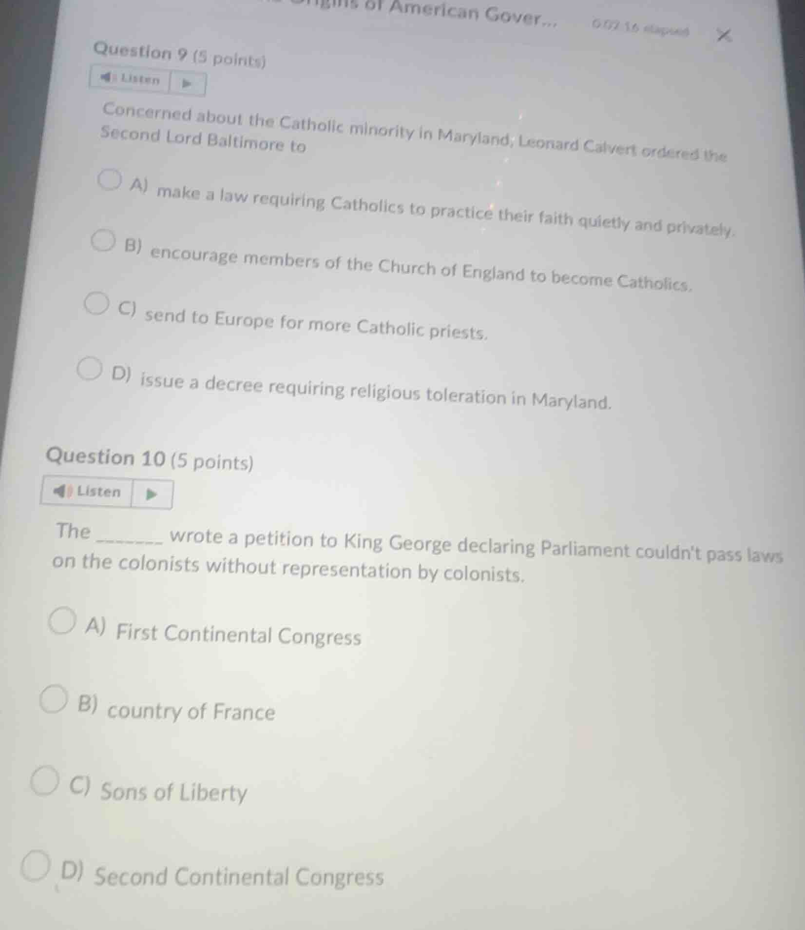 question 9 (5 points) listen concerned about the catholic minority in m…
