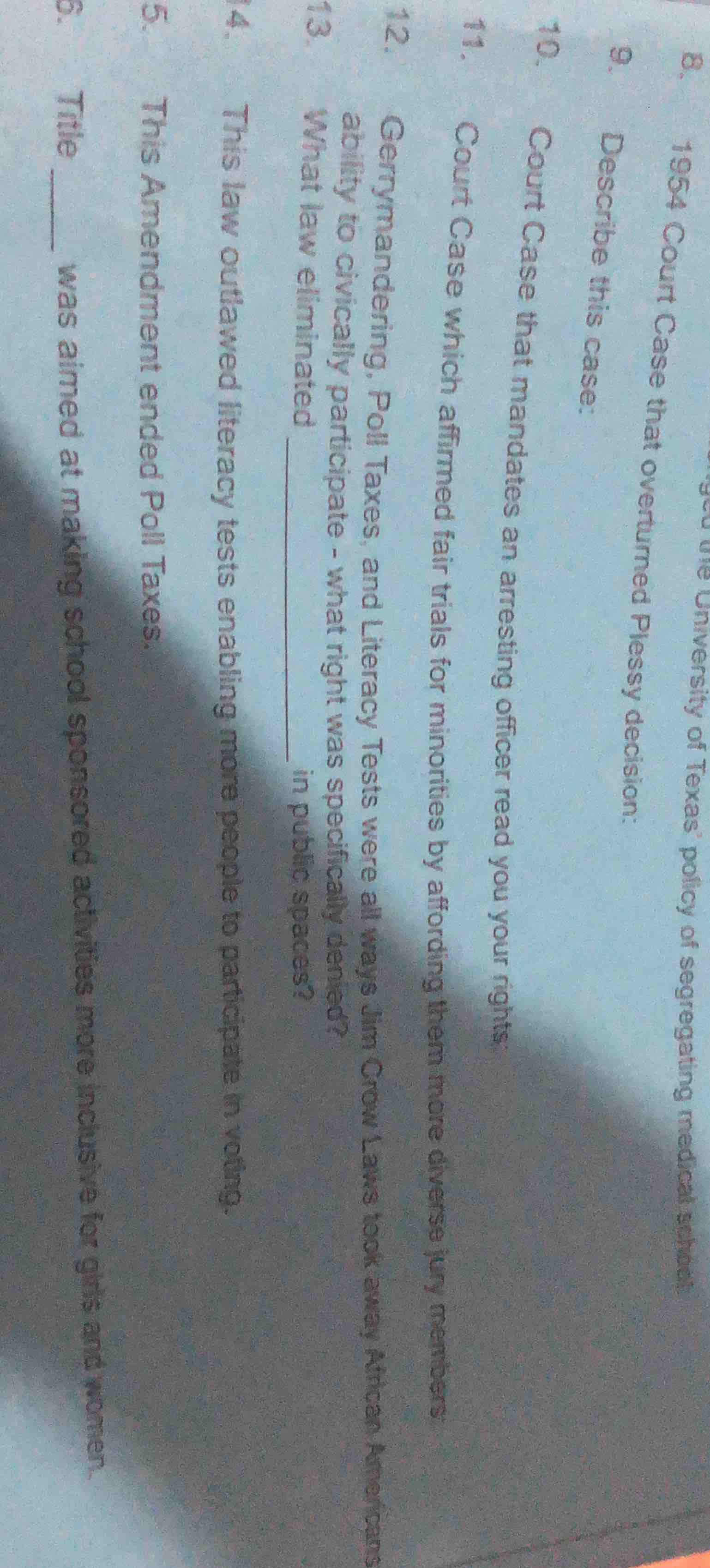 8. 1954 court case that ended the university of texas’ policy of segreg…