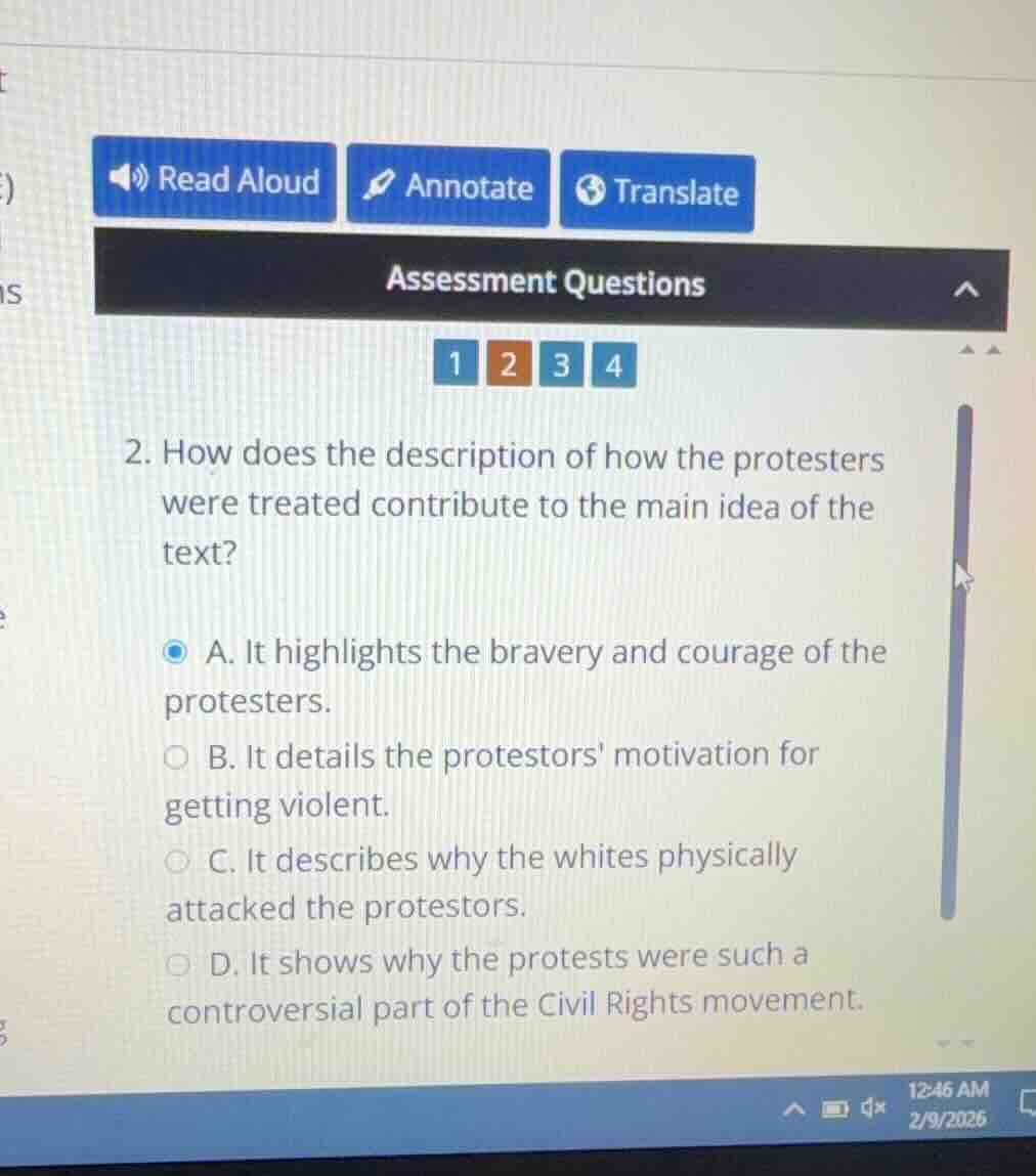 2. how does the description of how the protesters were treated contribu…