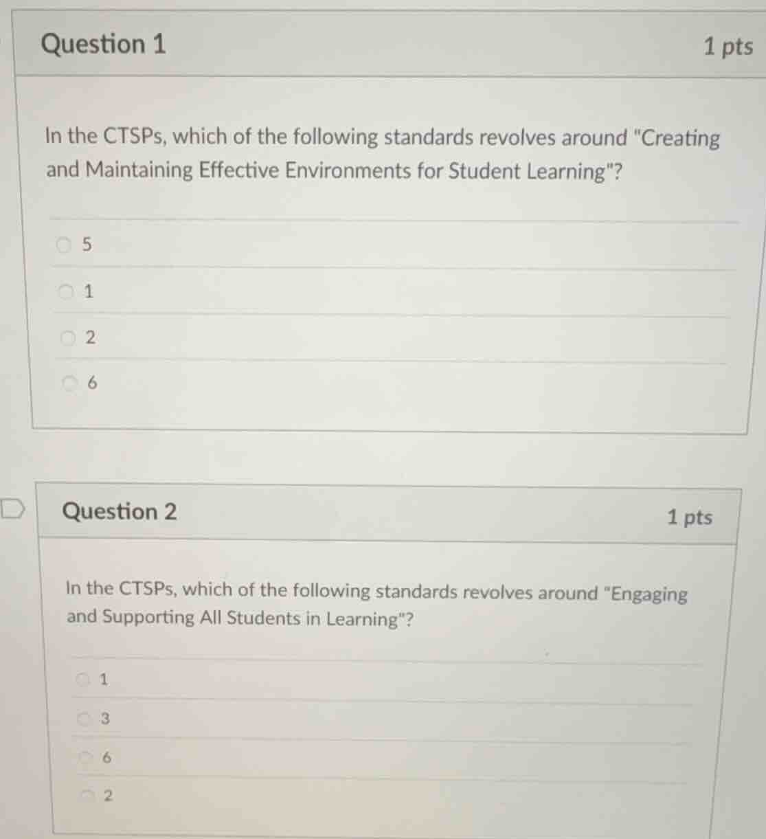 question 1 1 pts in the ctsps, which of the following standards revolve…