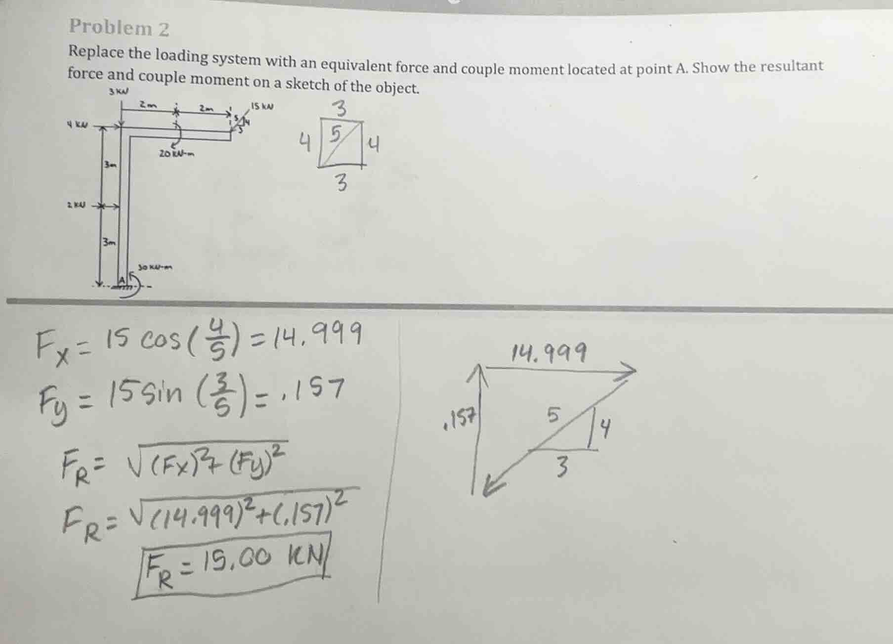 problem 2 replace the loading system with an equivalent force and coupl…