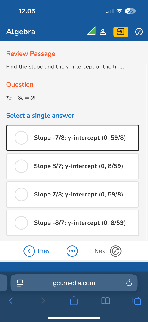 algebra review passage find the slope and the y-intercept of the line. …